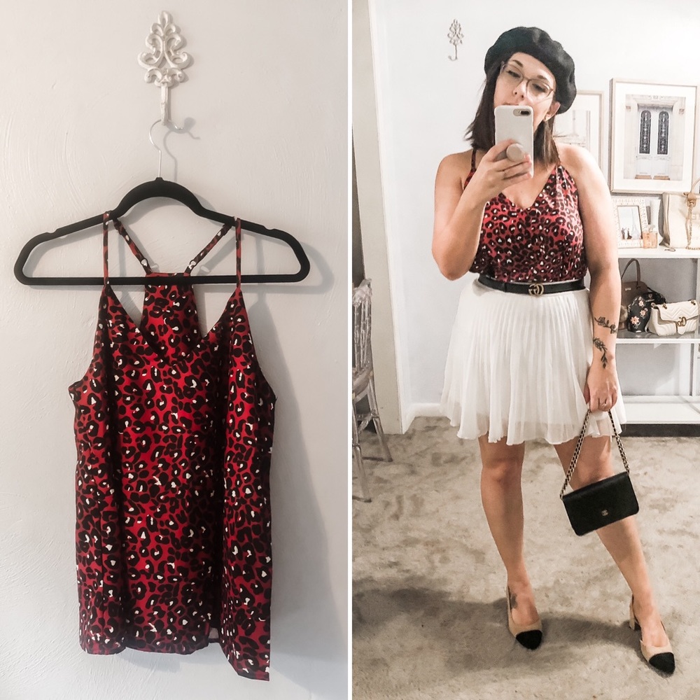 Red leopard print racerback tank